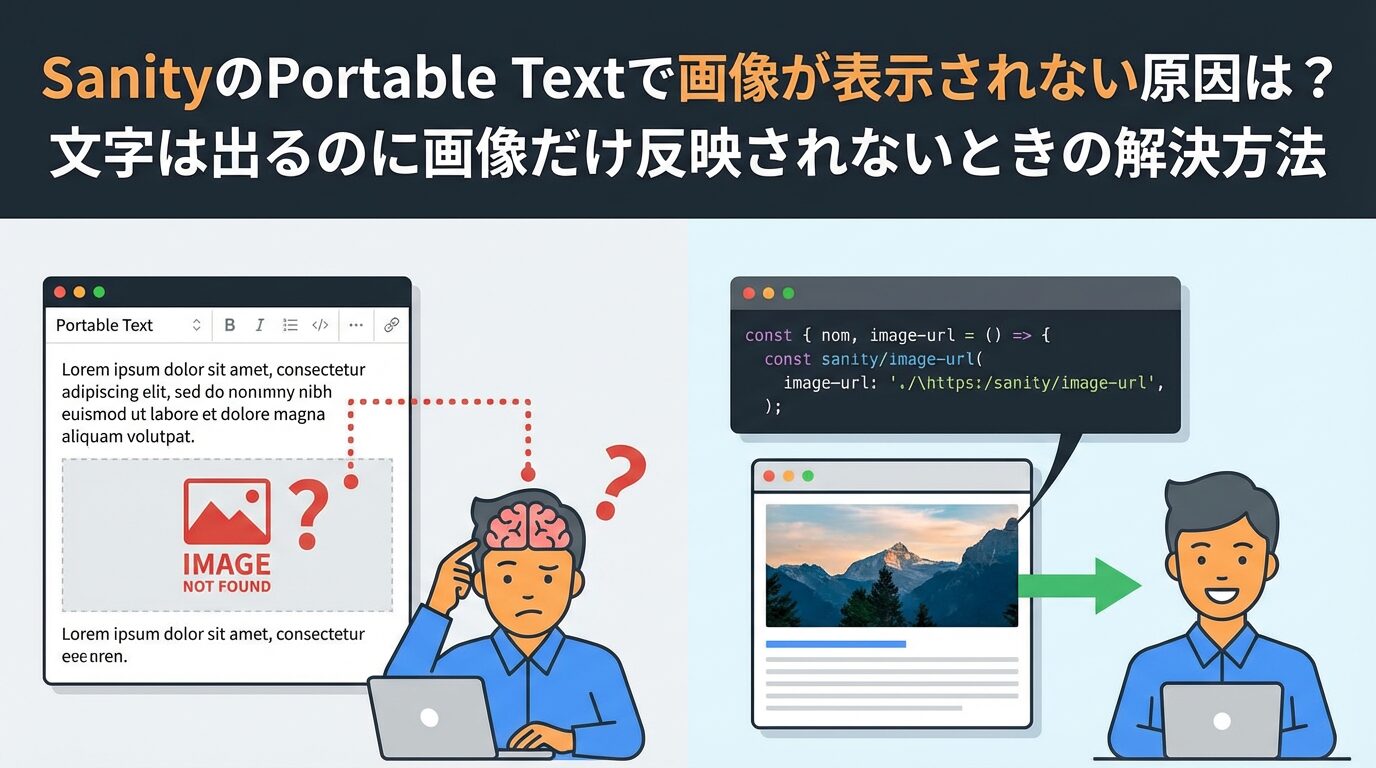 SanityのPortable Textで画像が表示されない原因は？文字は出るのに画像だけ反映されないときの解決方法